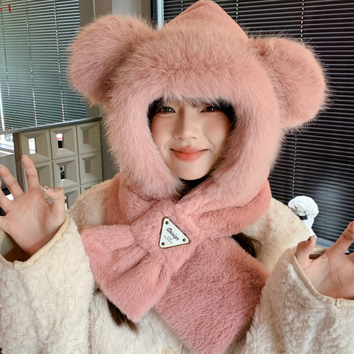 小熊帽子女秋冬季2024新款