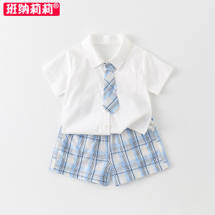 短裤 男宝宝夏季 衣服学院风分体两件套短袖 婴幼儿夏装 洋气一岁 套装