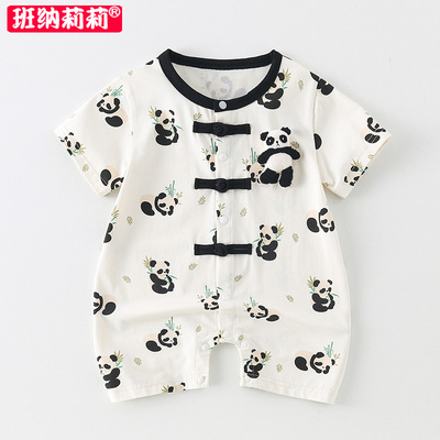 婴儿夏装衣服中国风短袖连体衣