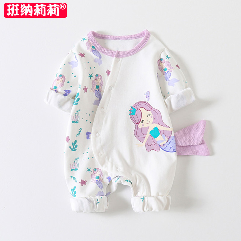 早春秋婴儿薄款连体衣纯棉