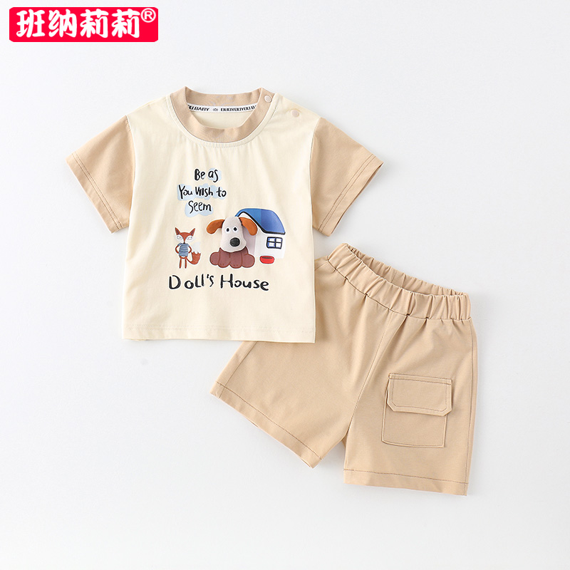 儿童夏季T恤套装小男孩韩版短袖五分短裤两件套一岁宝宝夏装分体2