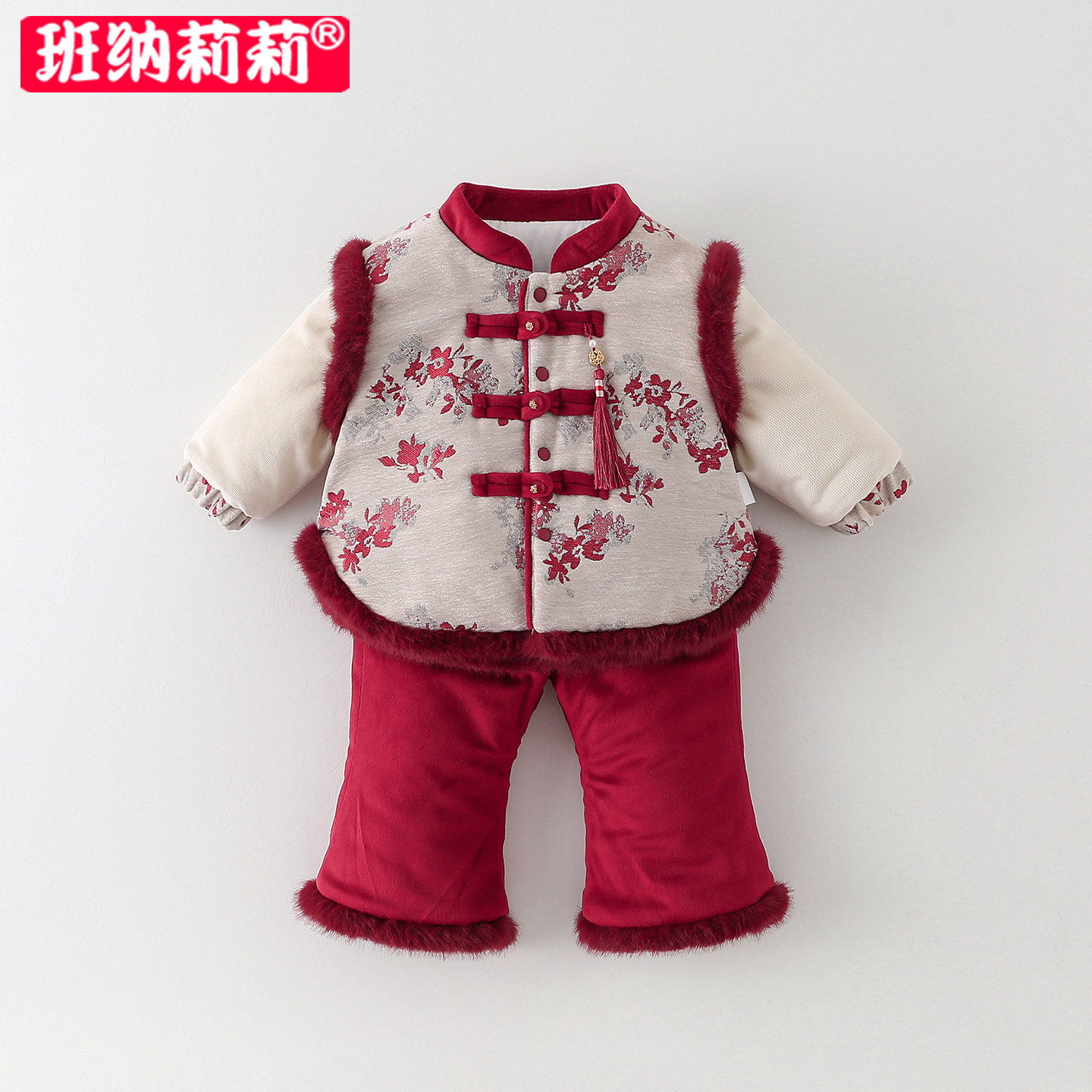 女宝宝冬装套装拜年服一岁婴幼儿分体两件套中国风周岁喜庆新年装,童装/婴儿装/亲子装,套装,淘宝优惠券,粉丝福利购,淘宝优惠卷