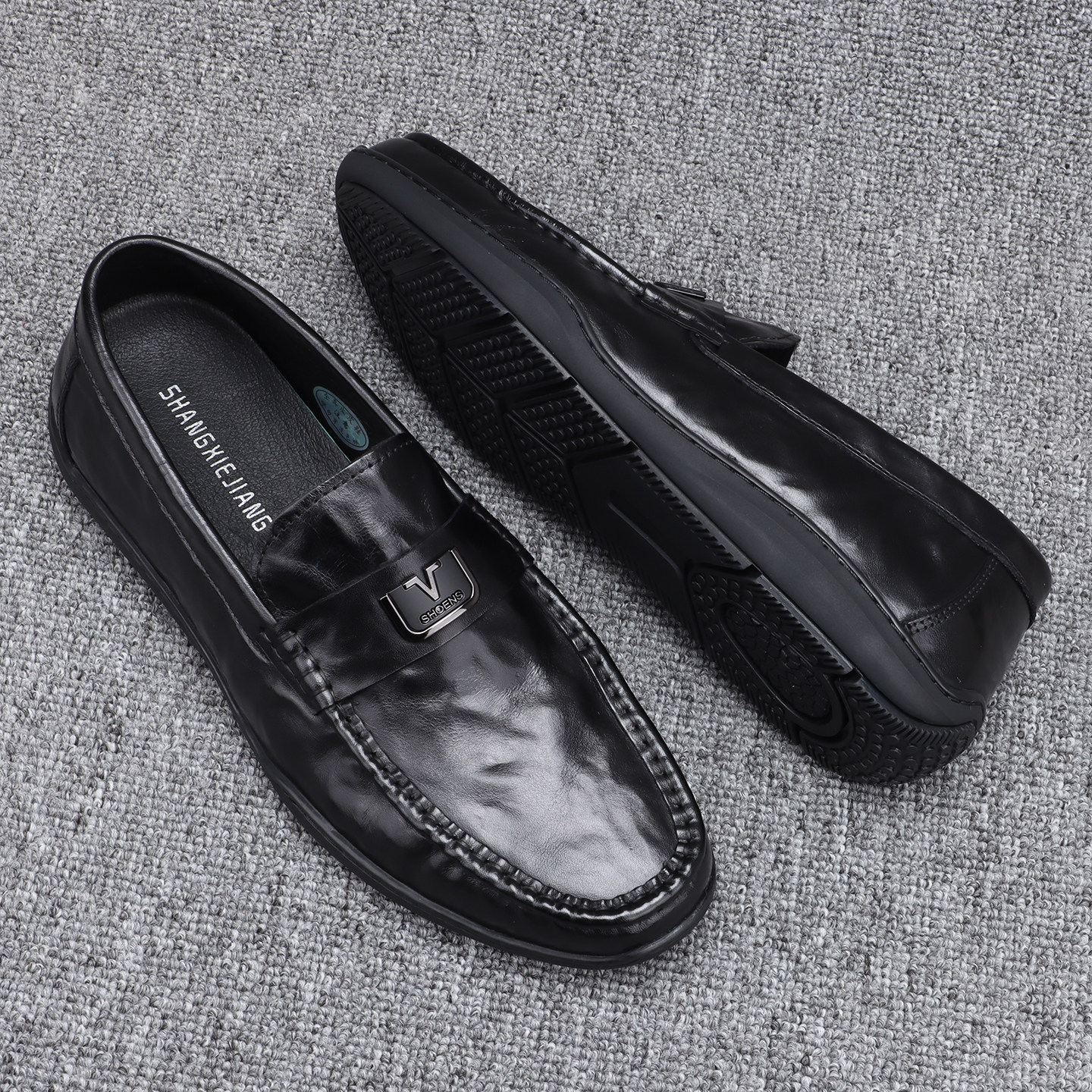 2025秋季新款头层牛皮豆豆鞋男一脚蹬真皮软底驾车鞋男士休闲皮鞋,流行男鞋,休闲皮鞋,淘宝优惠券,粉丝福利购,淘宝优惠卷