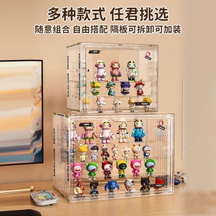 盲盒收纳展示架全透明防尘手办收纳盒磁吸门泡泡玛特展示柜大容量