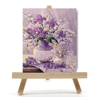 木马仙diy数字油画风景动漫人物填色手工油彩填色客厅装 饰画紫花