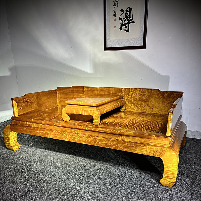 金丝楠木罗汉床小叶桢楠新中式阴沉木贵妃床榻仿古实木沙发可定制