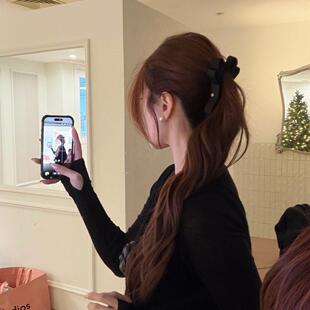 韩系蝴蝶结发夹女后脑勺饱满高级感香蕉夹大发量竖夹扭扭夹头饰