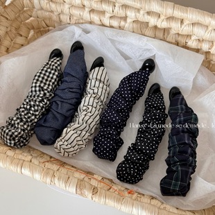 复古波点褶皱香蕉夹高级感马尾扭扭竖夹后脑勺显发量横夹发饰头饰