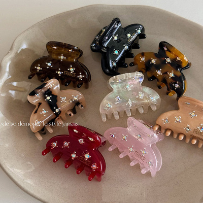 醋酸气质满天星水钻小半圆抓夹公主顶夹侧边高级感刘海发夹发饰