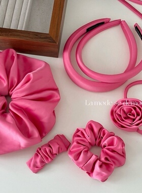 粉红色少女心大肠圈质感花朵绑带布艺发绳气质发箍发夹发饰新款