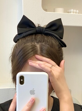 赵露思同款黑色立体蝴蝶结夹子头饰发夹女春秋季简约气质顶夹发卡