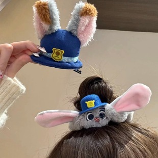 疯狂动物城毛绒发饰尼克狐尼克朱迪发圈发夹新款 超萌可爱侧边夹