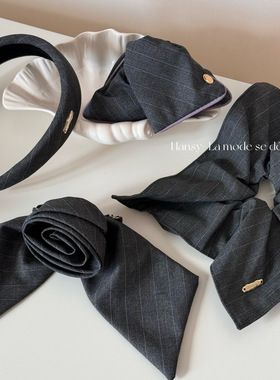 韩版灰色系条纹布艺三角抓夹气质鲨鱼夹优雅气质发夹发饰新款