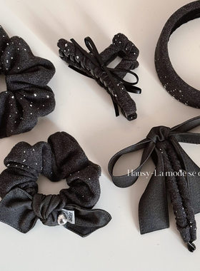 韩系灰色满天星褶皱大肠发圈女高级感百搭高马尾扎发头绳头饰发饰