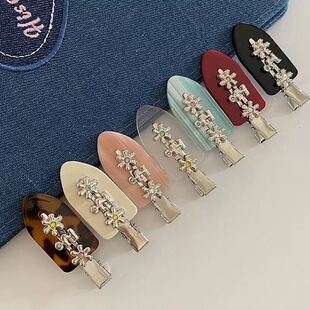 鸭嘴夹发饰新款 甜酷金属花朵发夹女前额无痕碎发刘海夹侧边夹发卡