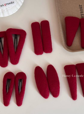 新年红色布料夹子发夹高级感精致刘海夹侧边bb夹一字夹发卡头饰