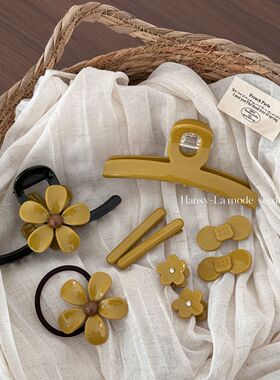 黄绿色醋酸独特漂亮抓夹女优雅气质盘发鲨鱼夹慵懒感夹子发夹头饰