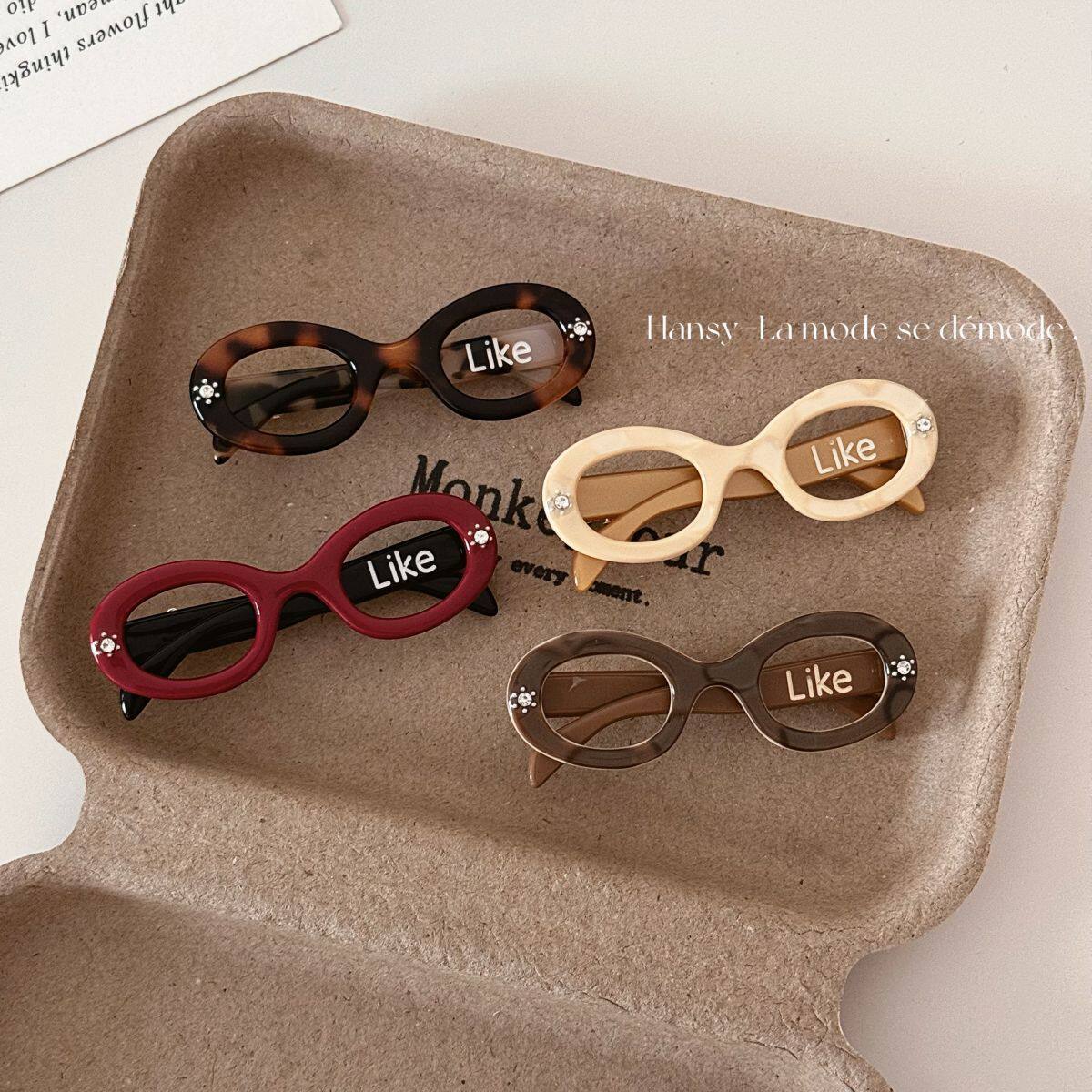 韩版设计感醋酸发夹镂空墨镜发夹边夹侧边小众刘海夹鸭嘴夹头饰女