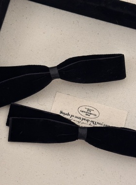 可爱俏皮法式发夹黑色蝴蝶结刘海夹小飘带丝绒女发卡高级感女发饰