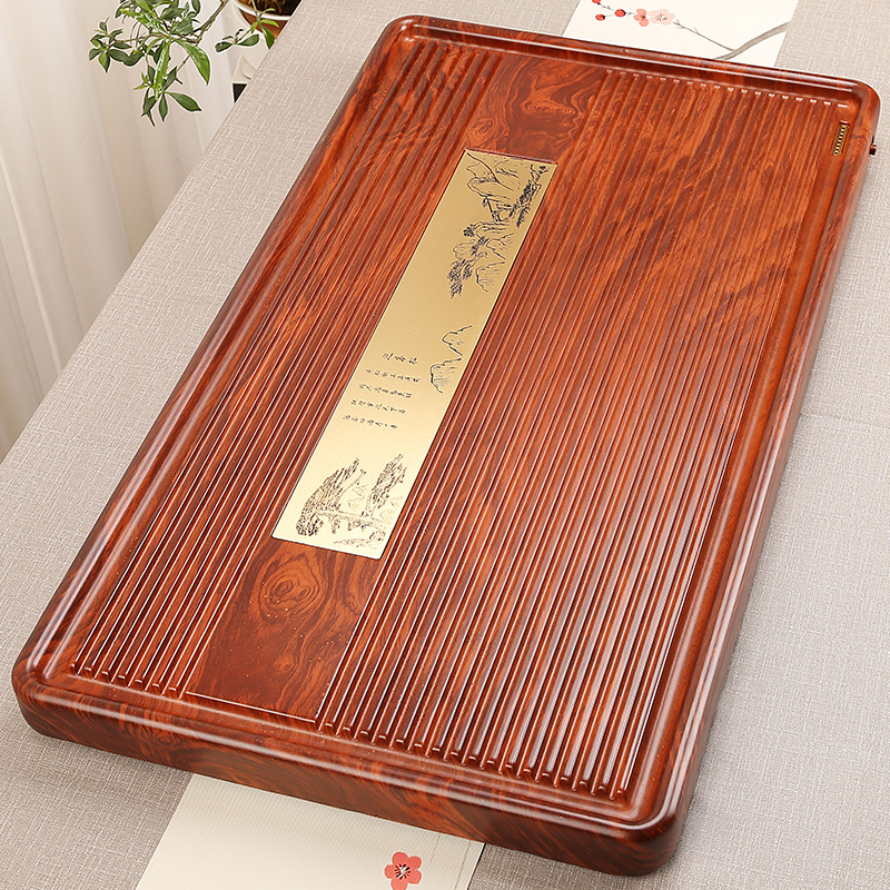 花梨木茶盘整块实木茶台现代简约茶具套装家用客厅茶海排水托盘