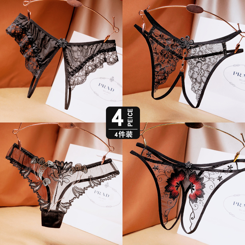 维多利亚性感内裤诱惑老公激情风黑色透视女丁字裤超薄情调套装情