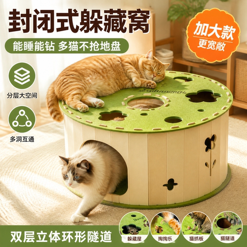 封闭全包围猫隧道双出口防风保暖