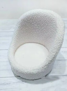 拍照小沙发白色毛绒单人沙发椅简约现代风质感款