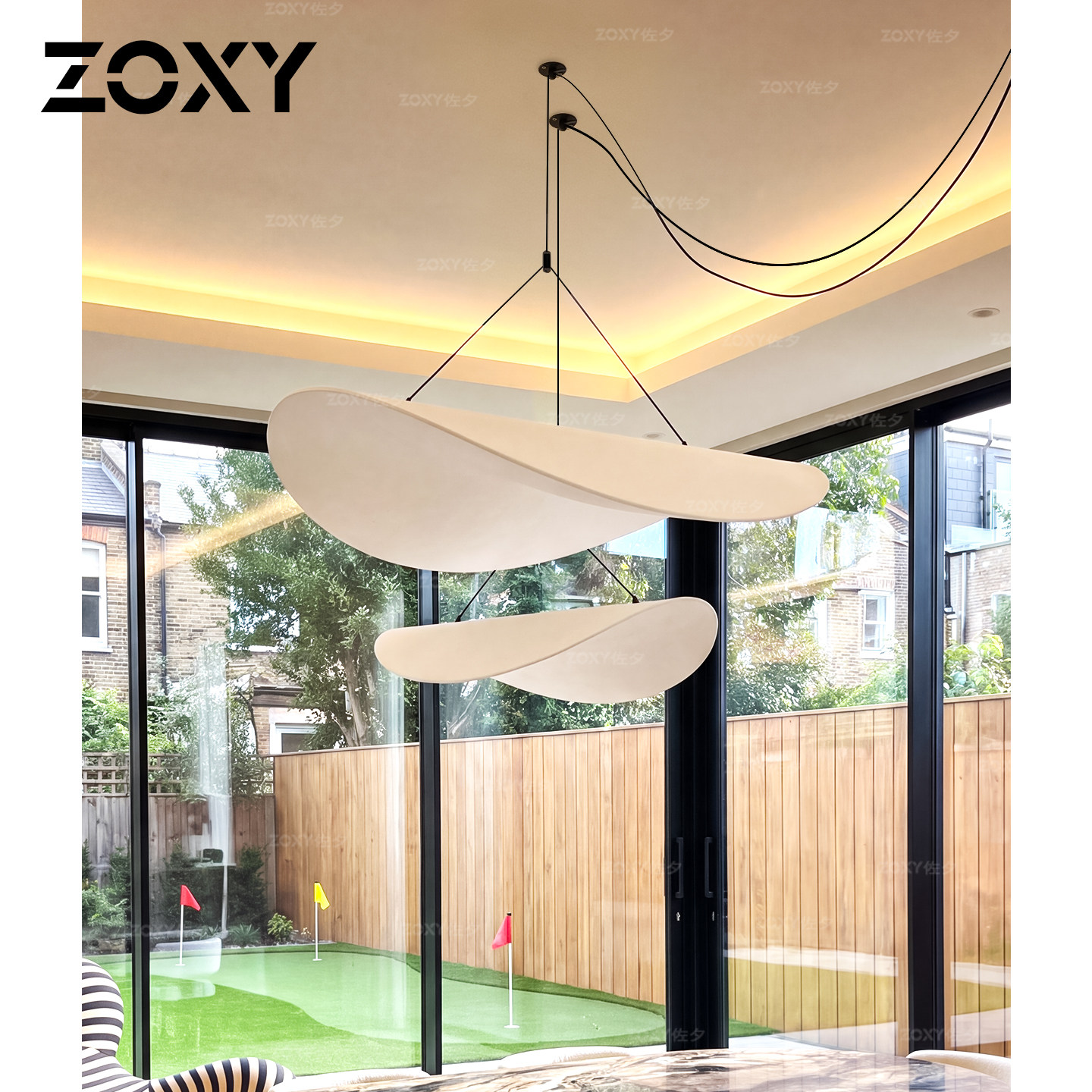 zoxy日式薯片吊灯中古杜邦纸侘寂风卧室主卧民宿禅意奶油风客厅灯