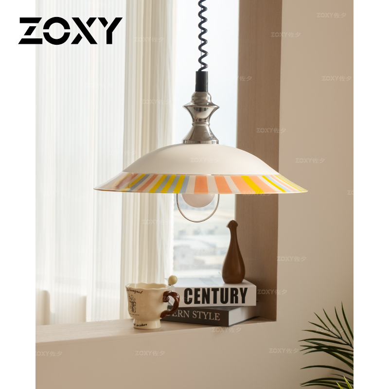 zoxy 法式复古餐厅吊灯彩色包豪斯2025新款吧台饭厅伸缩玻璃吊灯