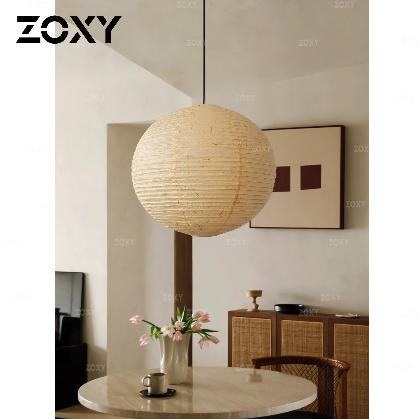 zoxy日式野口勇纸艺餐厅中古吊灯宋代美学圆球侘寂风服装店卧室灯,家装灯饰光源,餐厅吊灯,淘宝优惠券,粉丝福利购,淘宝优惠卷
