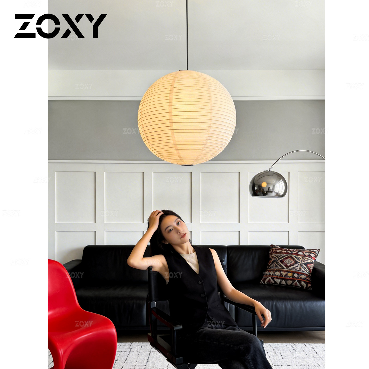zoxy佐夕日式野口勇纸艺吊灯白色圆球侘寂风复古服装店房间卧室灯