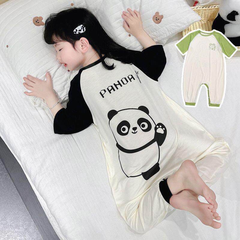 女童夏季薄款连体睡衣睡袍冰丝空调服宝宝衣服睡袋防踢儿童家居服