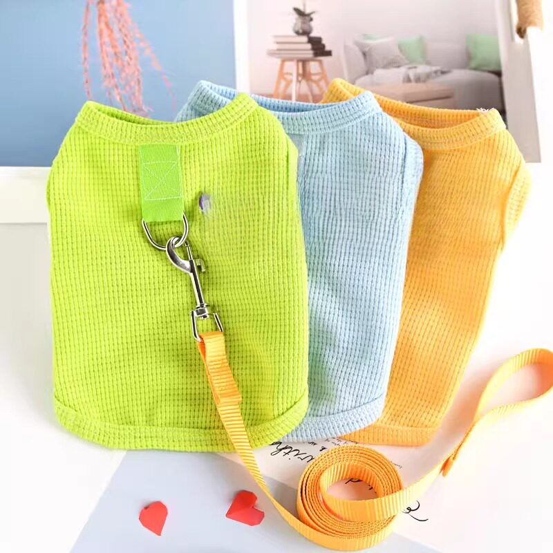 宠物小狗狗衣服夏天薄款鹿犬博美泰迪比熊猫咪背心防掉毛牵引绳秋