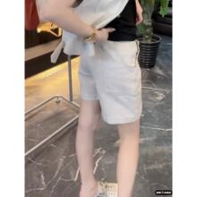 大码女装2025年夏季白色薄款直筒牛仔短裤胖妹妹mm宽松显瘦四分裤