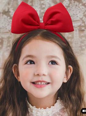 儿童发箍大红色蝴蝶结头饰白雪公主头箍女宝宝发卡女童出游发饰