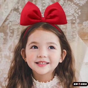 儿童发箍大红色蝴蝶结头饰白雪公主头箍女宝宝发卡女童出游发饰