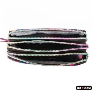 手提钥匙收纳包大容量时尚花布手机包横款钱包斜挎单肩手腕包三层