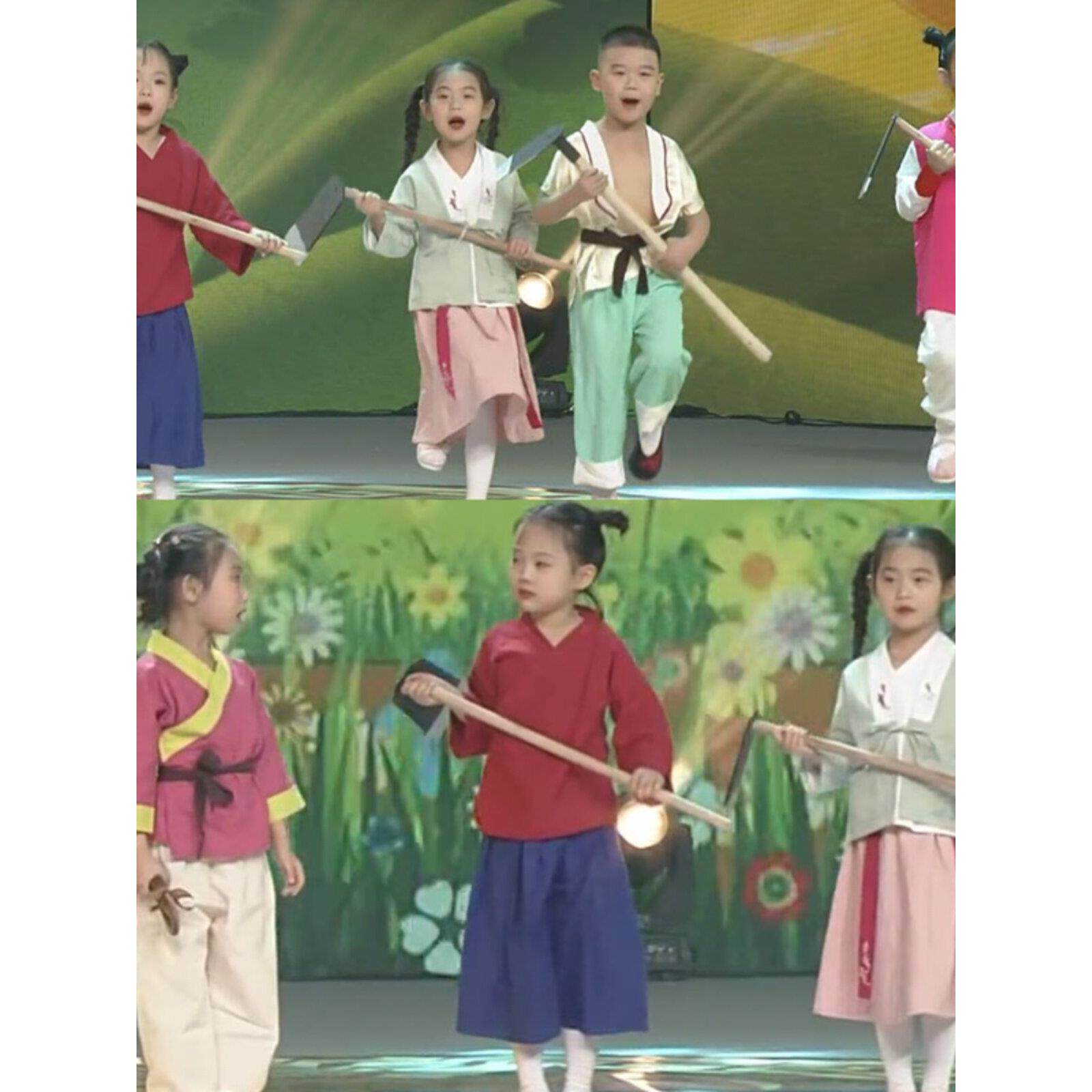 六一儿童节演出服表演服装狼来了放羊娃鞭子锄头道具锄禾故事表演