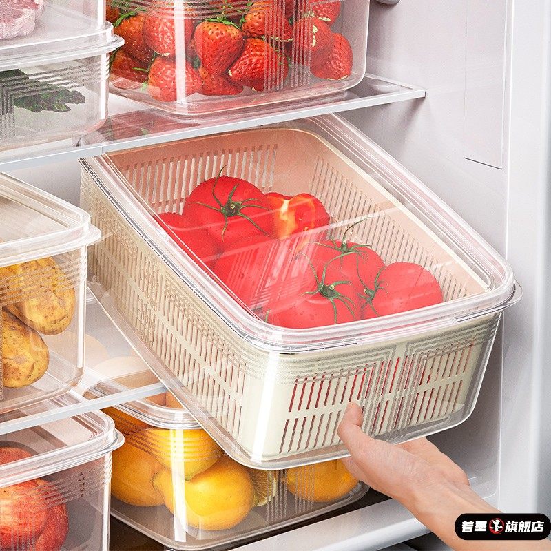沥水冰箱收纳盒整理盒保鲜盒食品级专用蔬菜鸡蛋冷冻神器储物盒子,餐饮具,保鲜盒,淘宝优惠券,粉丝福利购,淘宝优惠卷