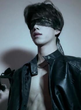 男生眼带体育生1S0M蕾丝项圈颈环网红镂空发带型男健身性张力眼罩