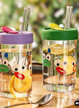 可重覆使用的奶茶杯，可吸收珍珠大吸管的女孩家用玻璃杯，高价值