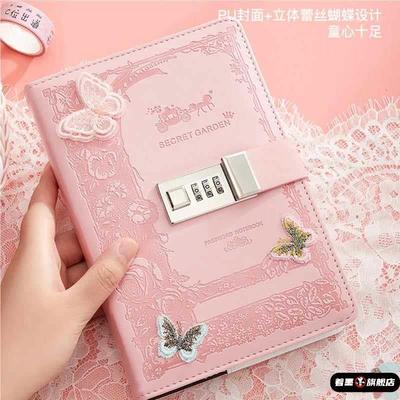 复古密码本带锁日记本创意十二星座内页手帐密码笔记本本子多功能记事本小学生网红文艺田字方字格文具儿童本