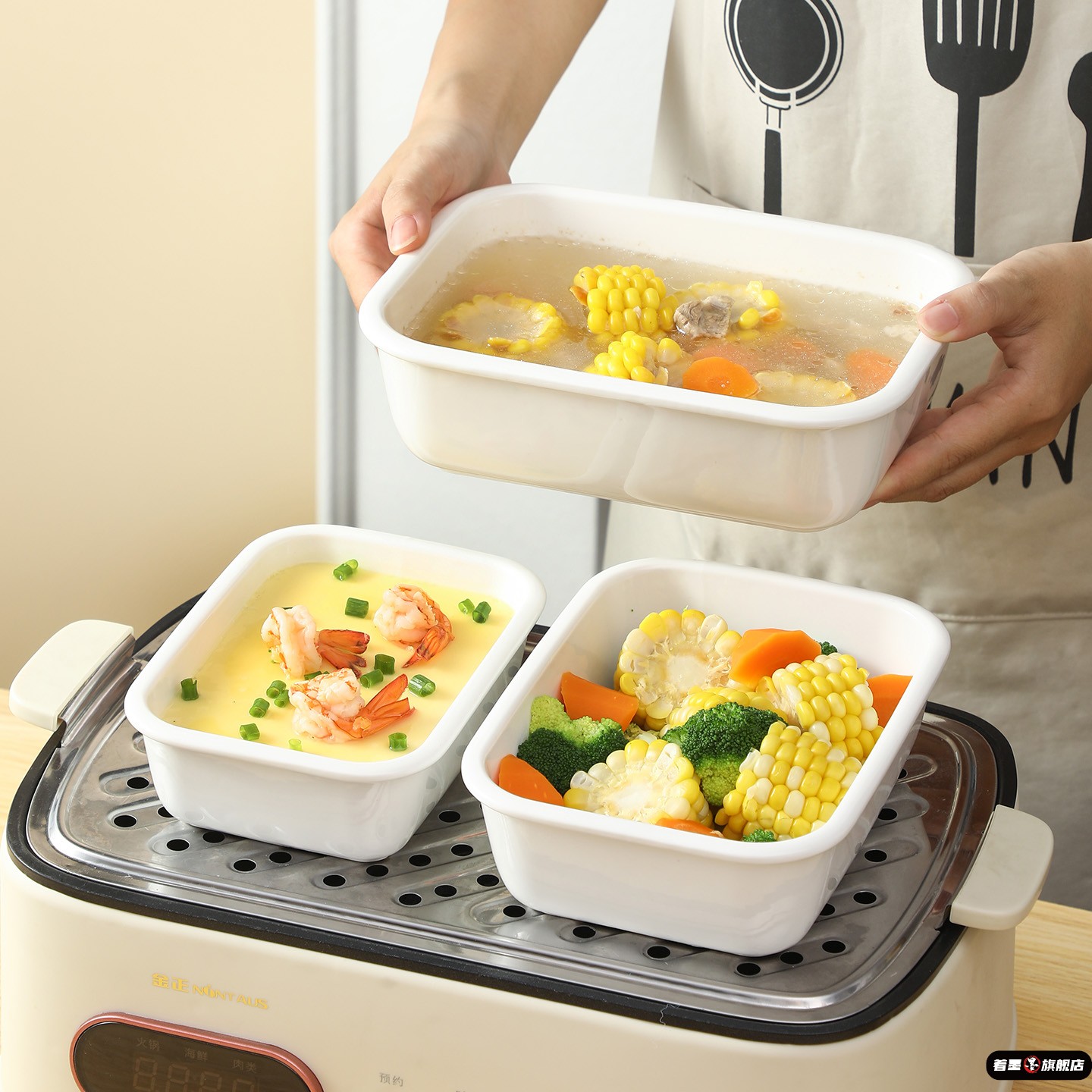 著墨瓷饭盘微波炉长方形纯色通用