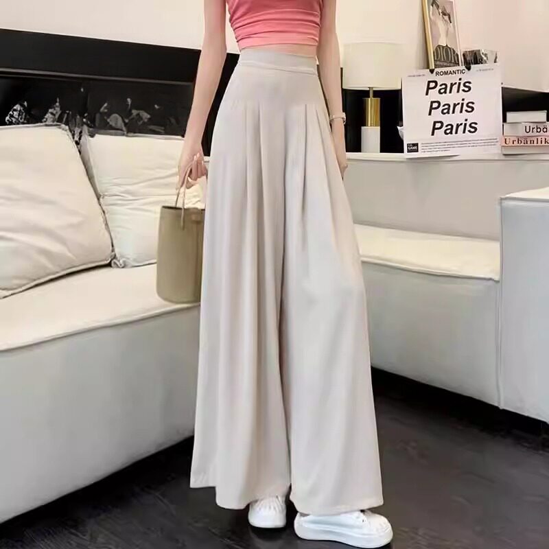 女夏季冰丝薄款西装裤黑色2026新款高级感垂感显瘦高腰宽松阔腿裤