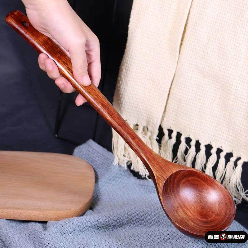 炒菜木勺加长手柄木汤勺可炒菜木勺仿古木汤勺家用木勺子