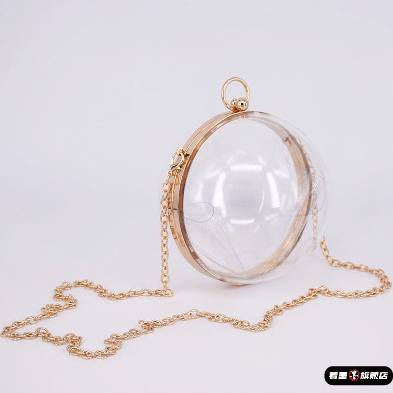 晚宴宴会手提透明亚克力包树脂手拎圆球小包欧美链条斜挎单肩包潮