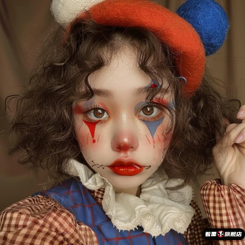 万圣节脸部妆容贴纸小丑脸贴可爱鬼纹身贴爱