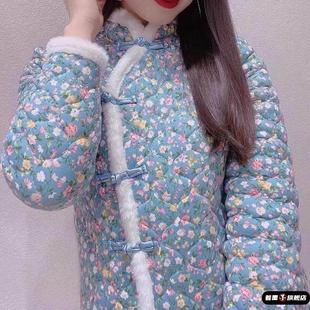 东北中式白边花棉袄年轻人洋气女款表演中国风网红拍照冬保暖花袄