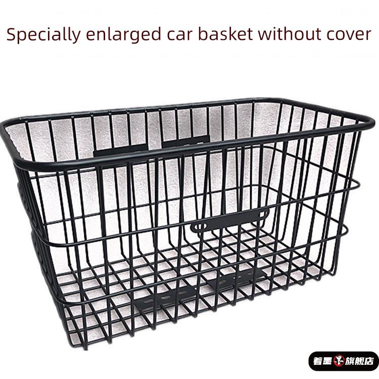 电动车后置实心车筐加大加粗外卖特大号车篮载重王车带盖前车娄