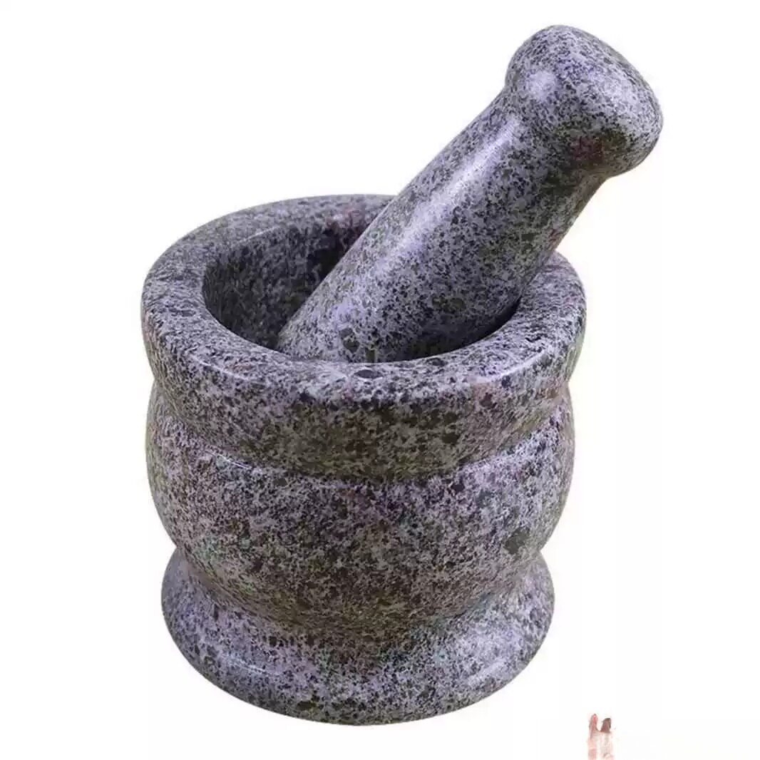家用老式小型磨粉石磨手动天然石头捣蒜器石臼子捣药罐研磨器蒜臼 - 实物图